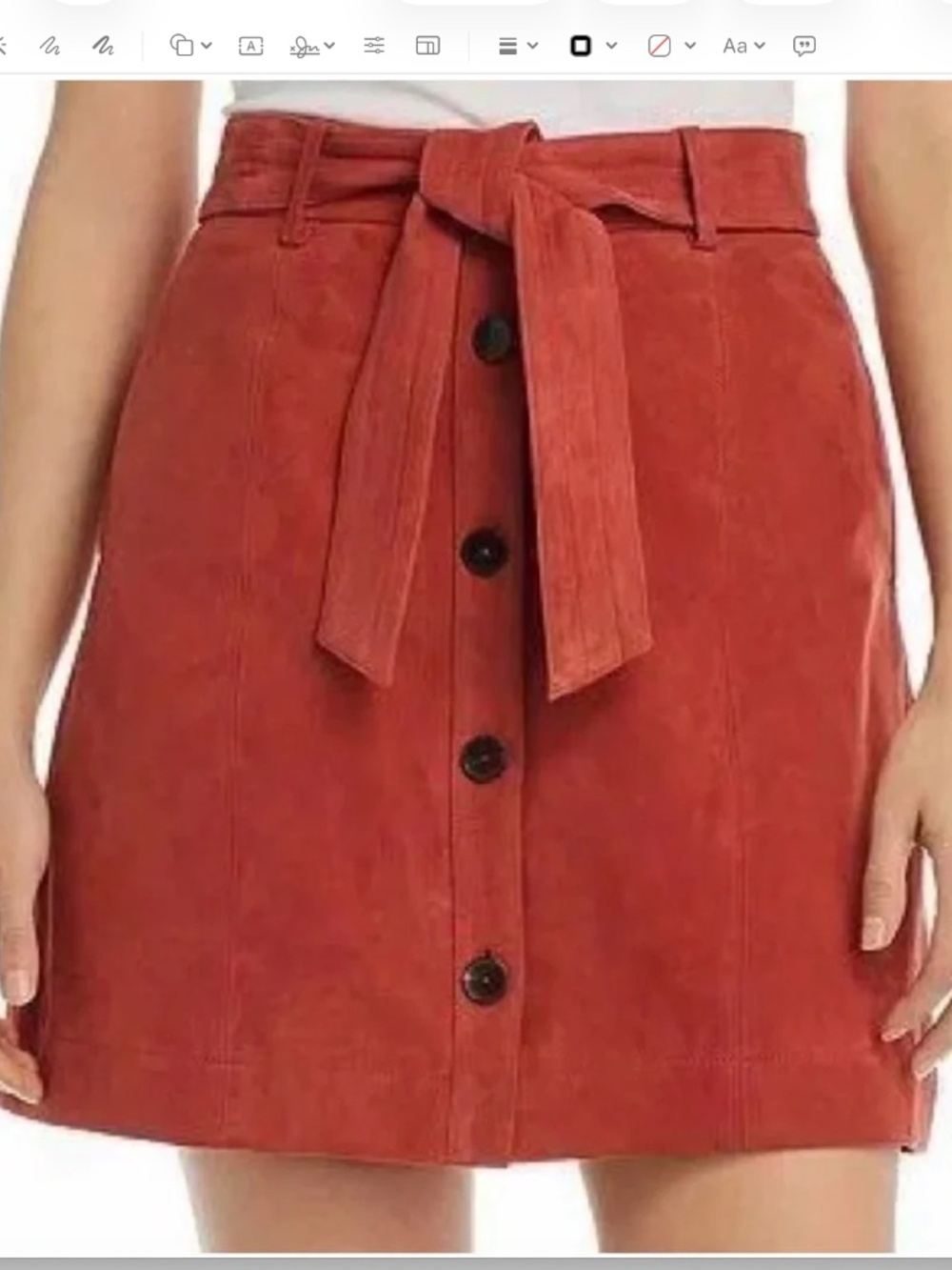 $398 JOIE Neida Button-Front Suede Mini-Skirt in Autumn Desert Spice NWT/sz 12